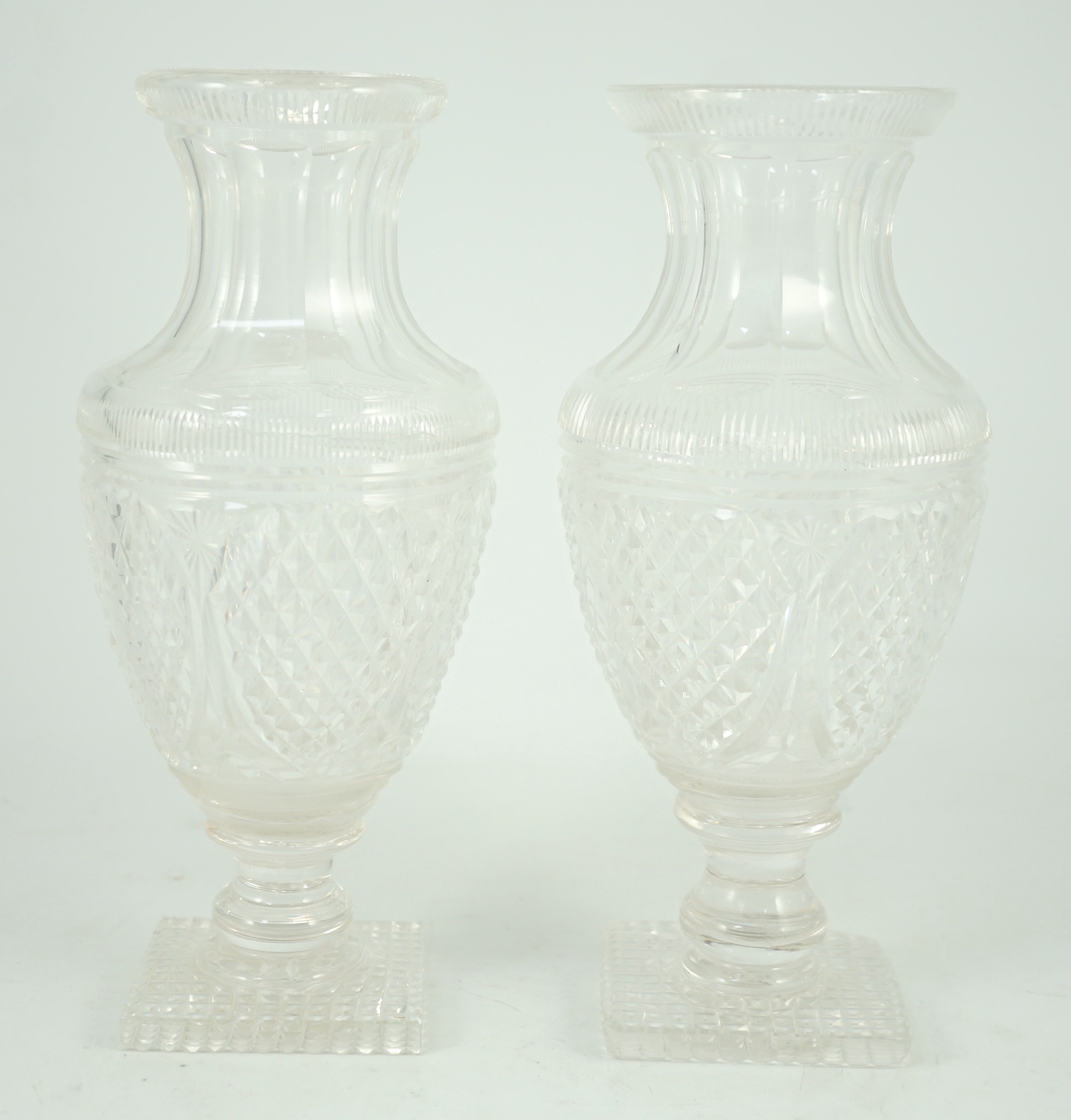 A pair of 19th century glass vases and a Limoges box